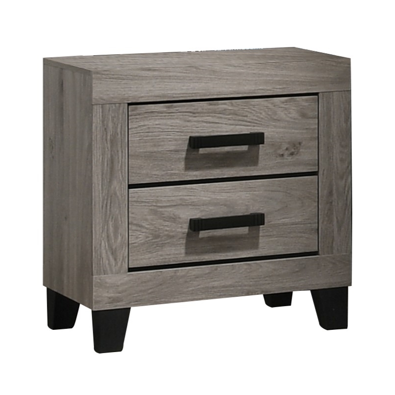 Best Quality Furniture Light Gray Wood 2 Pc Bedroom Set with King Panel Bed