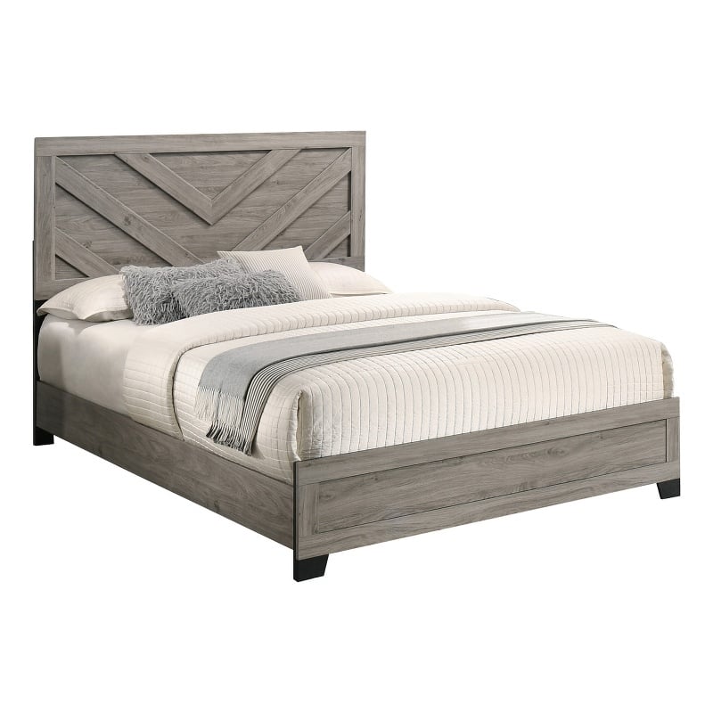 Best Quality Furniture Light Gray Wood Eastern King Size Panel Bed