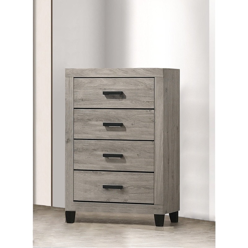 Best Quality Furniture Light Gray Wood 4 Drawer Vertical Dresser Chest