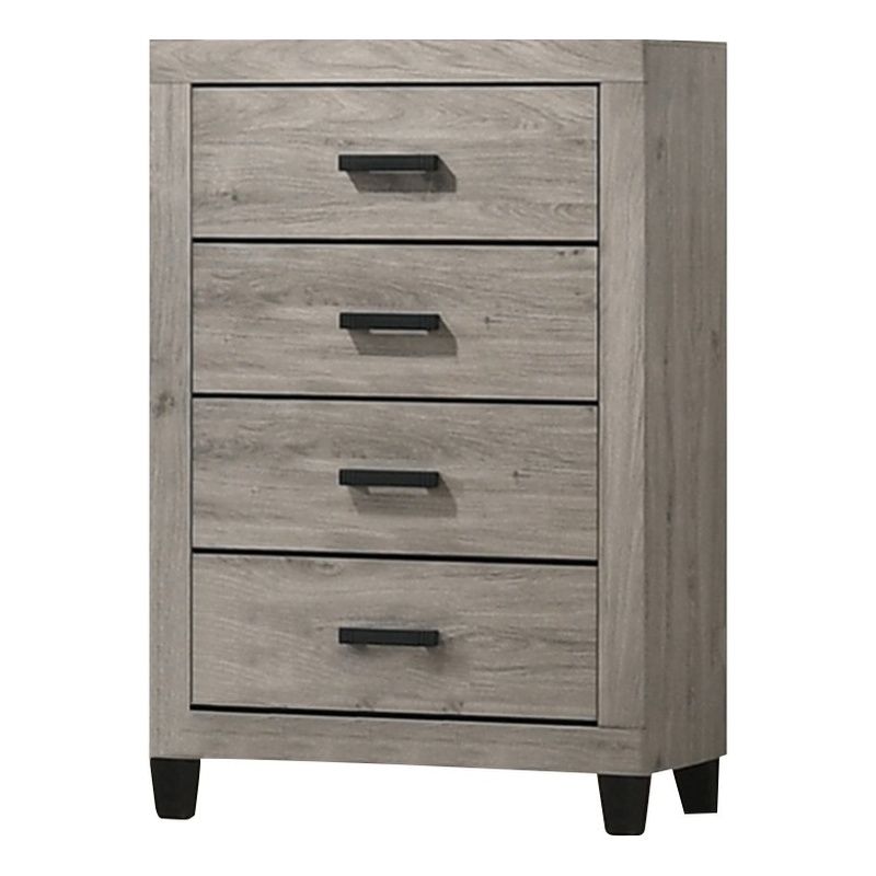 Best Quality Furniture Light Gray Wood 4 Drawer Vertical Dresser Chest