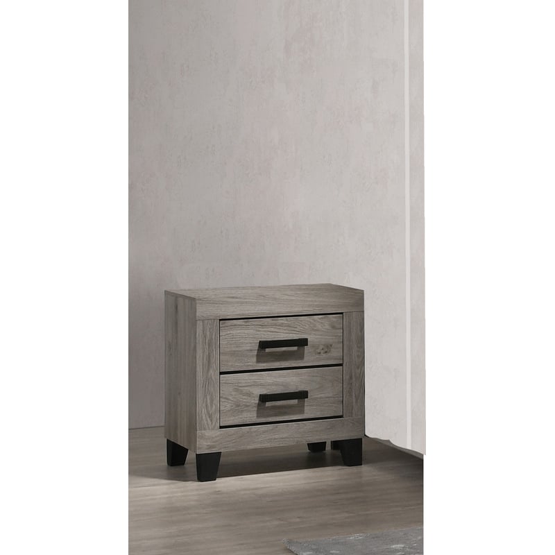 Best Quality Furniture Light Gray Wood 2 Drawer Nightstand