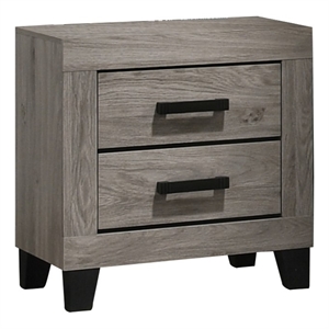 Best Quality Furniture Light Gray Wood 2 Drawer Nightstand