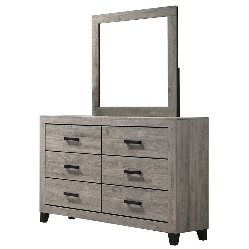 Best Quality Furniture Light Gray Wood 4 Pc Bedroom Set with Queen Panel Bed