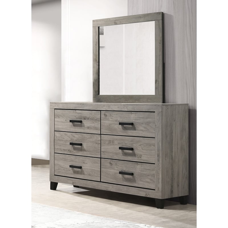Best Quality Furniture Light Gray Wood Double Dresser with Mirror