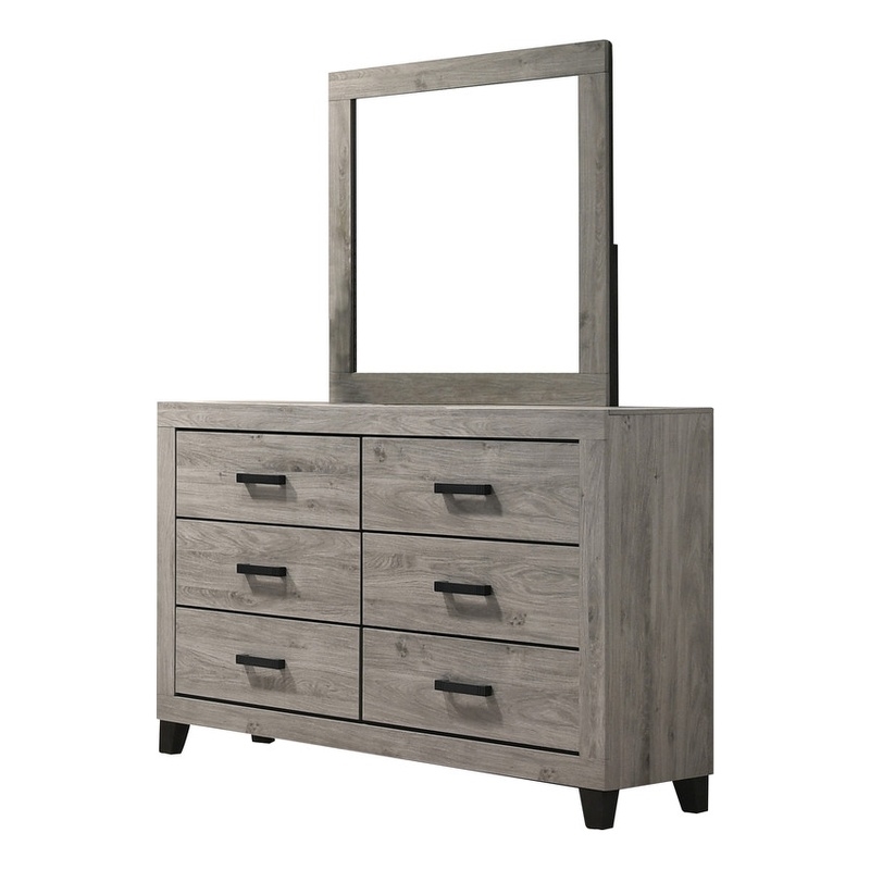 Best Quality Furniture Light Gray Wood Double Dresser with Mirror