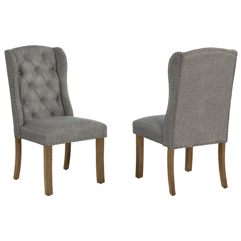 Best Quality Furniture Brown Oak Wood Dining Set with Mixed Gray Chairs