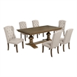 Best Quality Furniture Brown Oak Wood Dining Set with Mixed Beige Chairs