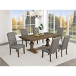 Best Quality Furniture Brown Oak Wood Dining Set with Gray Side Chairs