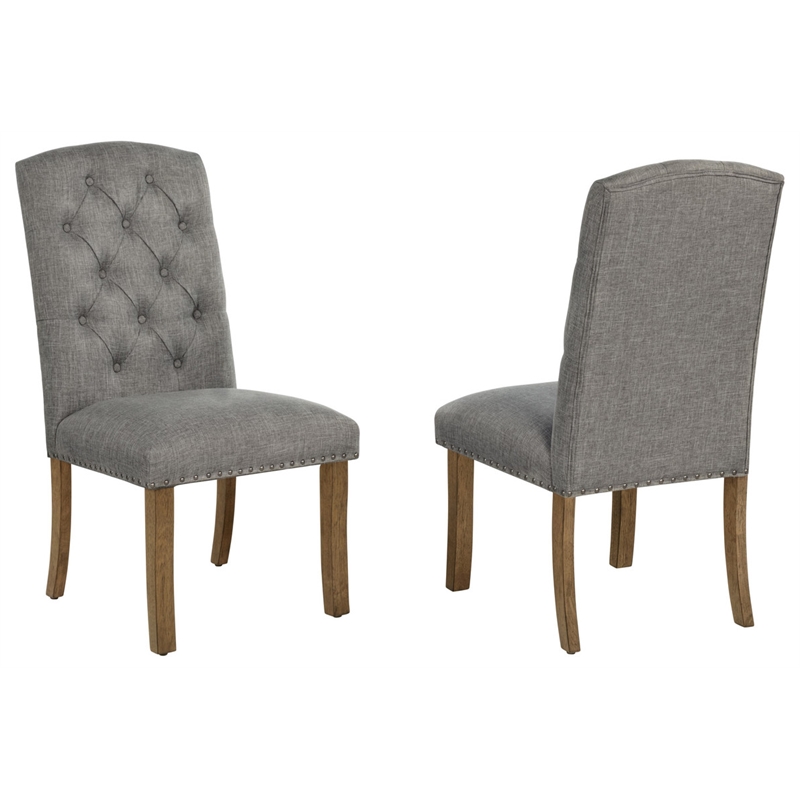 Best Quality Furniture Brown Oak Wood Dining Set with Gray Side Chairs