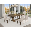 Best Quality Furniture Brown Oak Wood Dining Set with Beige Side Chairs