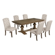 Best Quality Furniture Brown Oak Wood Dining Set with Beige Side Chairs