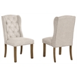 Best Quality Furniture Brown Oak Wood Dining Set with Beige Wing Back Chairs