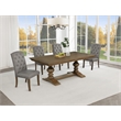 Best Quality Furniture Brown Oak Wood Dining Set with Gray Side Chairs