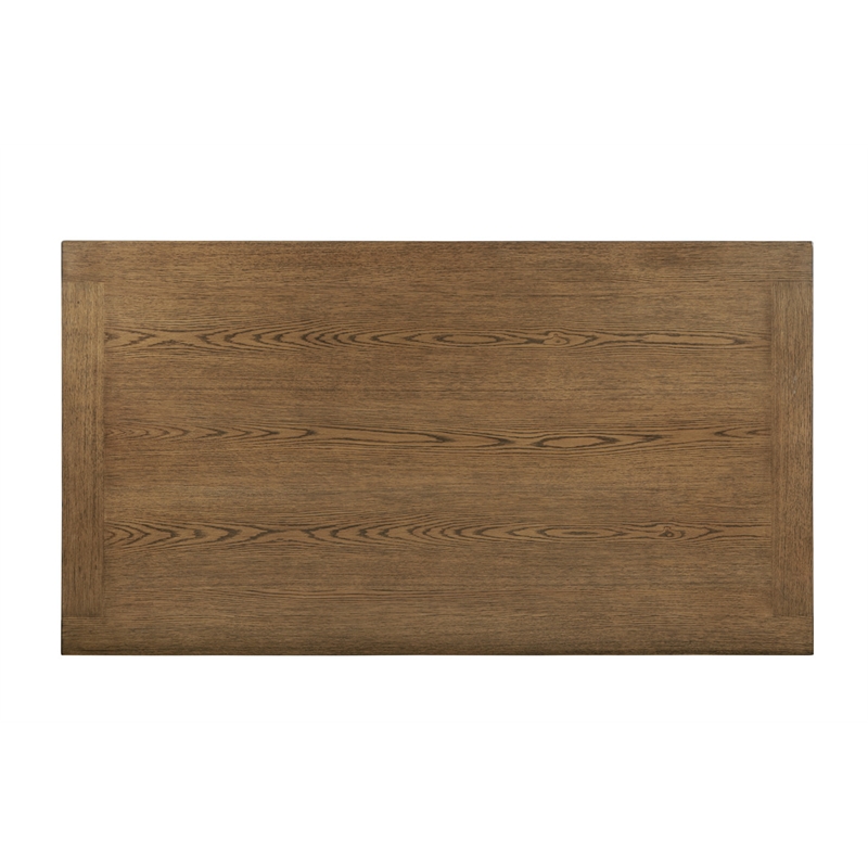 Best Quality Furniture Brown Oak Wood Dining Set with Gray Side Chairs
