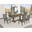 Best Quality Furniture Brown Oak Wood Dining Set with Gray Wing Back Chairs