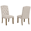 Best Quality Furniture Brown Oak Wood Dining Set with Beige Side Chairs