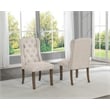 Best Quality Furniture Beige Fabric Wing Back Side Chairs with Button Tufting