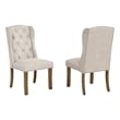 Best Quality Furniture Beige Fabric Wing Back Side Chairs with Button Tufting