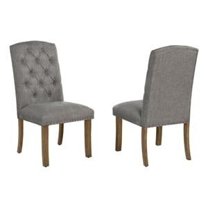 Best Quality Furniture Gray Fabric Parson Side Chairs with Button Tufting