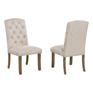 Best Quality Furniture Beige Fabric Parson Side Chairs with Button Tufting