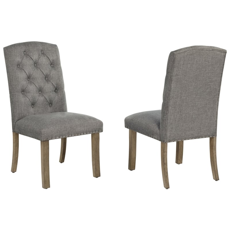 Best Quality Furniture Rustic Oak Wood Dining Set with Mixed Gray Chairs