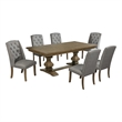 Best Quality Furniture Rustic Oak Wood Dining Set with Mixed Gray Chairs