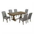 Best Quality Furniture Rustic Oak Wood Dining Set with Gray Side Chairs