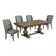 Best Quality Furniture Rustic Oak Wood Dining Set with Gray Wing Back Chairs