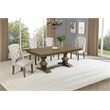 Best Quality Furniture Rustic Oak Wood Dining Set with Beige Wing Back Chairs