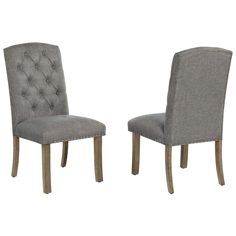 Best Quality Furniture Rustic Oak Wood Dining Set with Gray Side Chairs