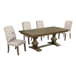 Best Quality Furniture Rustic Oak Wood Dining Set with Beige Side Chairs