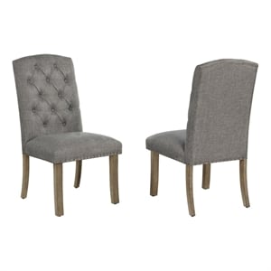 Best Quality Furniture Gray Fabric Parson Side Chairs with Button Tufting