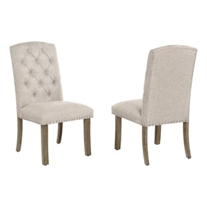 Best Quality Furniture Beige Fabric Parson Side Chairs with Button Tufting