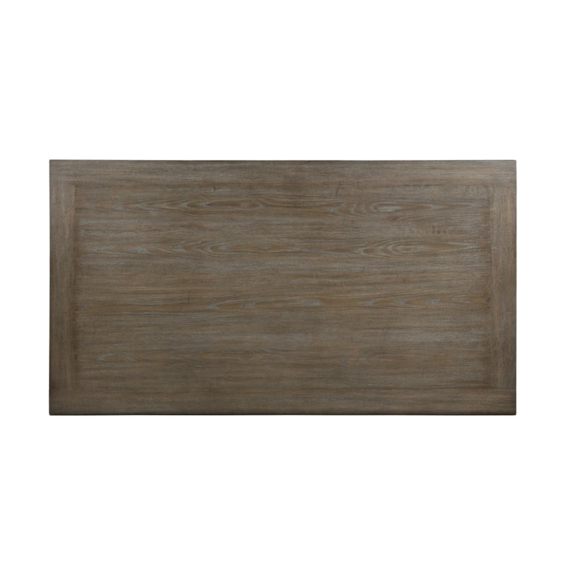 Best Quality Furniture Rustic Brown-Gray Wood Dining Set with Beige Linen Chairs