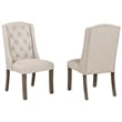 Best Quality Furniture Rustic Brown-Gray Wood Dining Set with Beige Linen Chairs