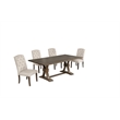 Best Quality Furniture Rustic Brown-Gray Wood Dining Set with Beige Linen Chairs