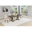 Best Quality Furniture Rustic Brown-Gray Wood Dining Set with Beige Linen Chairs