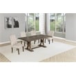 Best Quality Furniture Rustic Brown-Gray Wood Dining Set with Beige Linen Chairs