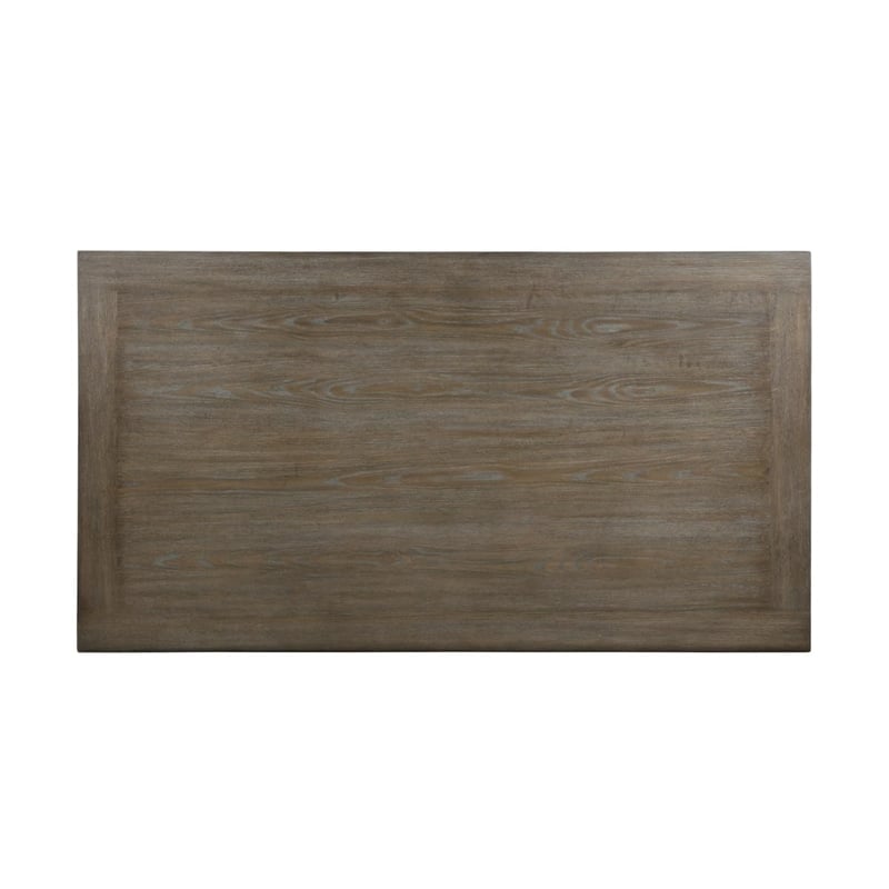 Best Quality Furniture Rustic Brown-Gray Wood Dining Set with Beige Linen Chairs