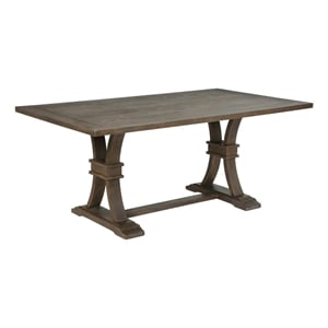 Best Quality Furniture Brown-Gray Wood Dining Table with Rustic Finish