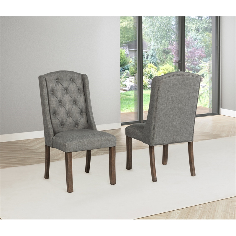 Best Quality Furniture Linen Fabric Upholstered Wing Back Chairs in Gray