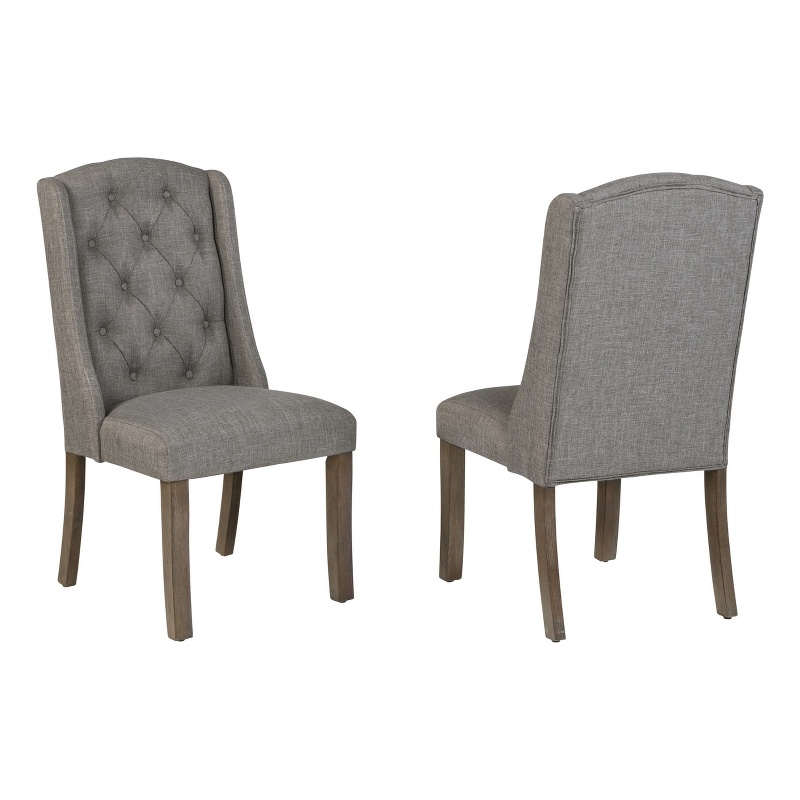 Best Quality Furniture Linen Fabric Upholstered Wing Back Chairs in Gray