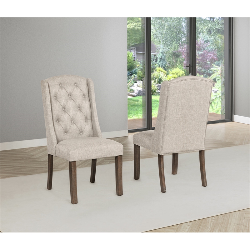 Best Quality Furniture Linen Fabric Upholstered Wing Back Chairs in Beige
