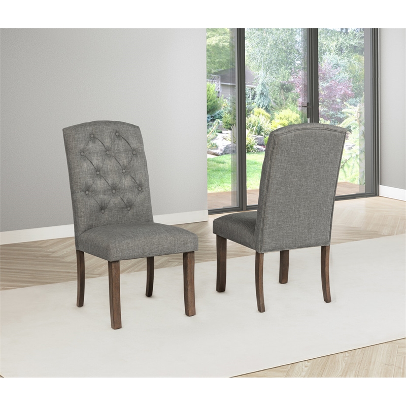 Best Quality Furniture Linen Fabric Upholstered Parson Side Chairs in Gray