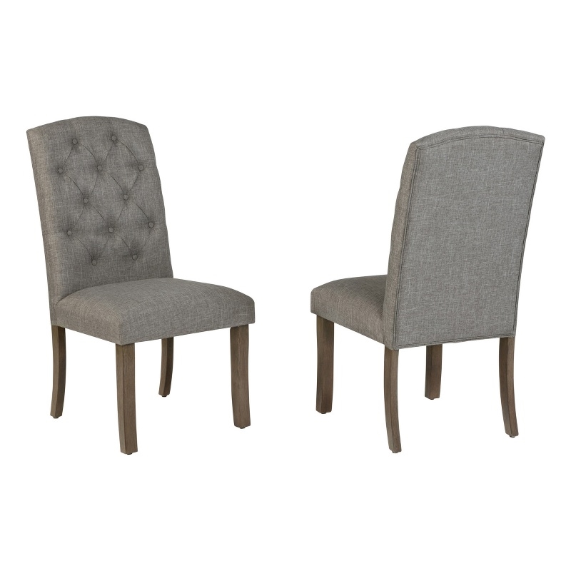 Best Quality Furniture Linen Fabric Upholstered Parson Side Chairs in Gray