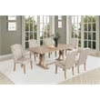Best Quality Furniture Rustic Light Oak Wood Dining Set with Beige Linen Chairs