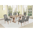 Best Quality Furniture Rustic Light Oak Wood Dining Set with Gray Linen Chairs