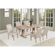 Best Quality Furniture Rustic Light Oak Wood Dining Set with Beige Linen Chairs
