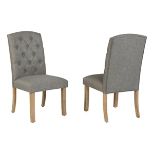 Best Quality Furniture Linen Fabric Upholstered Parson Side Chairs in Gray