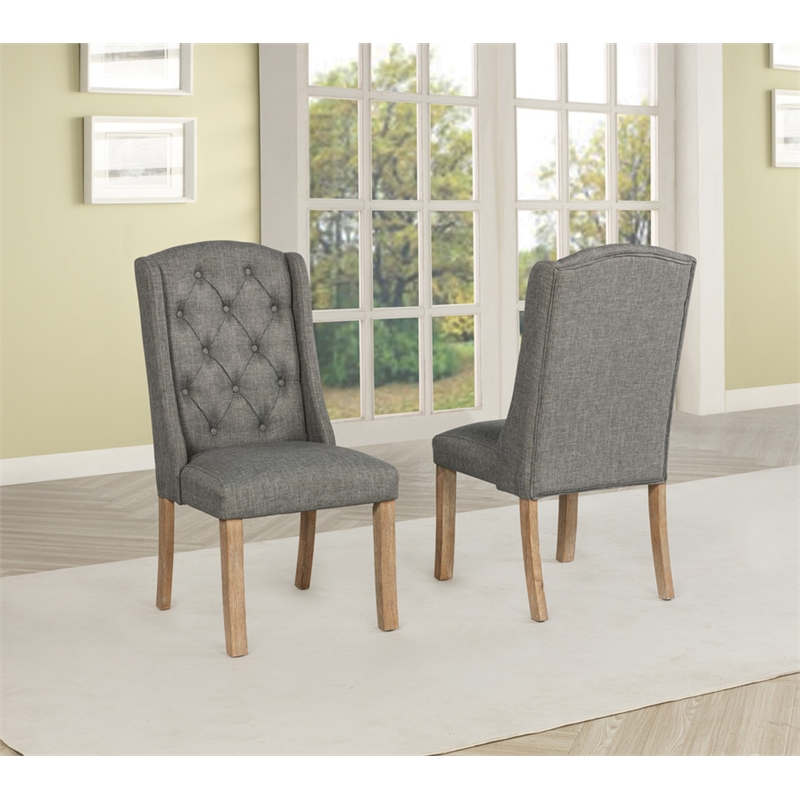 Best Quality Furniture Linen Fabric Upholstered Wing Back Chairs in Gray